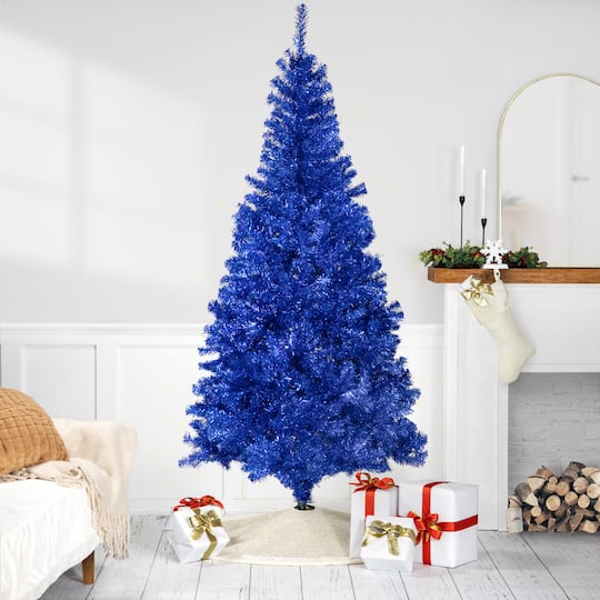 Artificial Tinsel Christmas Tree - 7' - Blue - Unlit